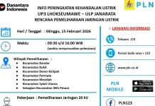 Pemeliharaan Jaringan Listrik, PLN Akan Lakukan Pemadaman